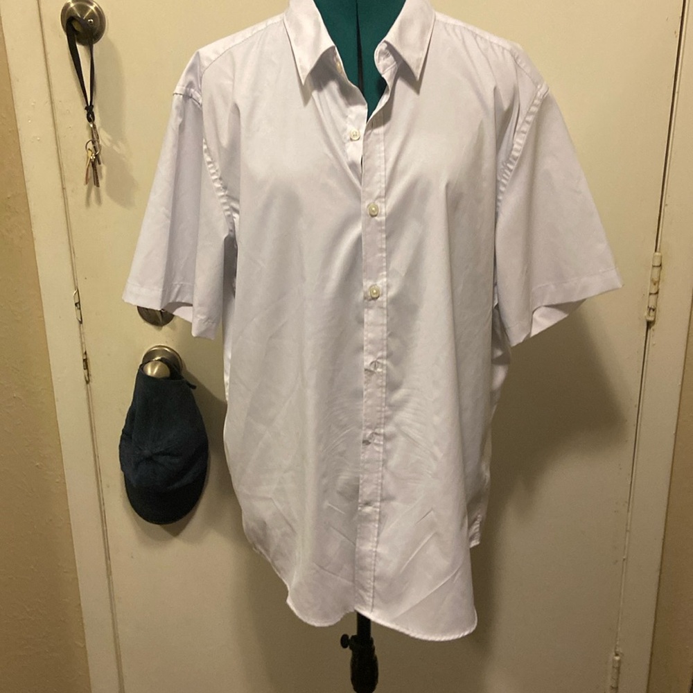 Short Sleeve Button-up work Shirt XL White slim Fit MIX& NY